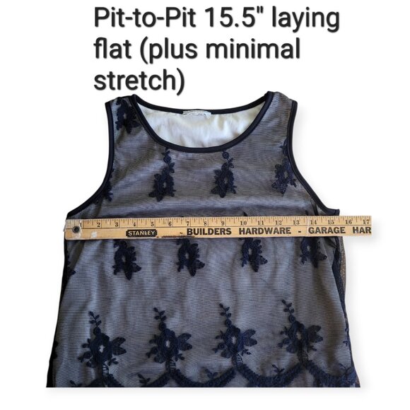 Vintage Y2K Black Lace Dual Layer Tank Top Nude Underlay Fairy Grunge Size S - Picture 9 of 10